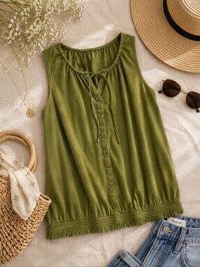 Loft Women's Olive Green Sleeveless Blouse Size Small
